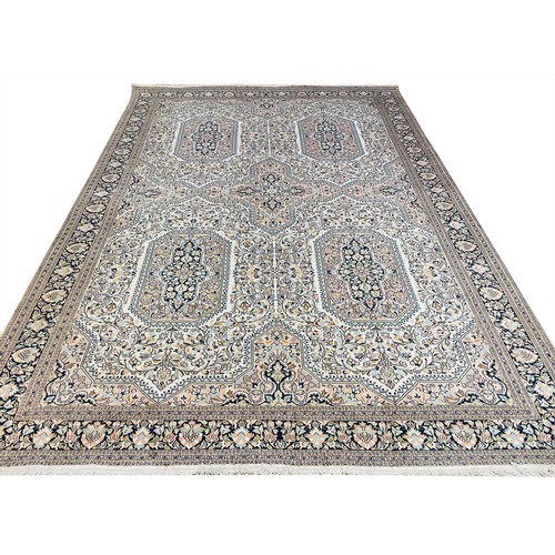 61 - FINE PURE SILK TEHRAN DESIGN CARPET, 306cm x 213cm.