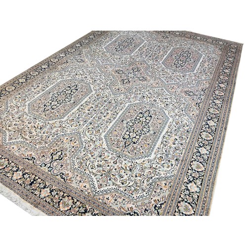 61 - FINE PURE SILK TEHRAN DESIGN CARPET, 306cm x 213cm.