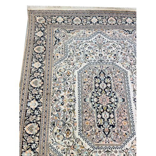 61 - FINE PURE SILK TEHRAN DESIGN CARPET, 306cm x 213cm.