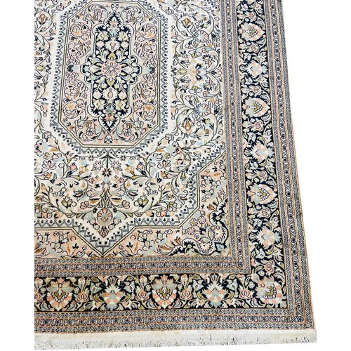 61 - FINE PURE SILK TEHRAN DESIGN CARPET, 306cm x 213cm.