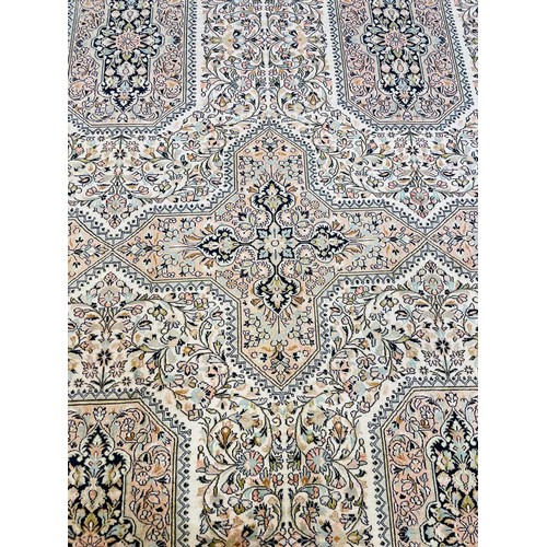 61 - FINE PURE SILK TEHRAN DESIGN CARPET, 306cm x 213cm.