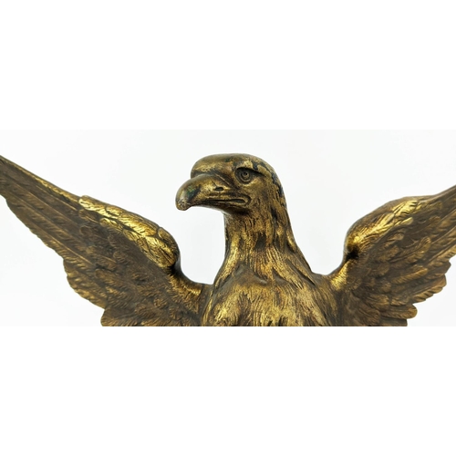 15 - EAGLE FINIAL STATUE, gilt metal and green painted, 35cm H.