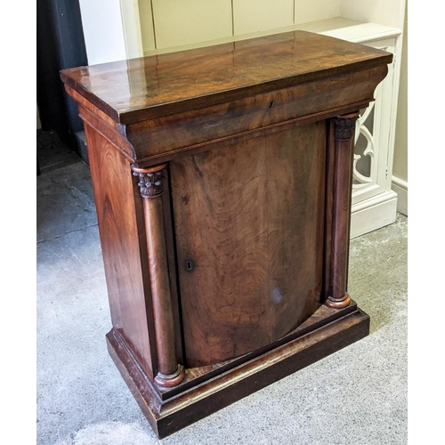 215 - SIDE CABINET, 71cm W x 37cm D x 87cm H, circa 1830, Danish mahogany with a frieze drawer and bowed d... 