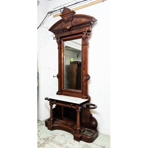 216 - HALL STAND, 140cm W x 261cm H, late 19th century Continental walnut of substantial proportions with ... 