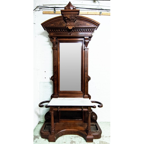 216 - HALL STAND, 140cm W x 261cm H, late 19th century Continental walnut of substantial proportions with ... 