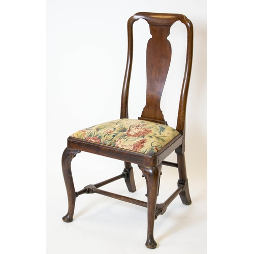 221 - SIDE CHAIR, 102cm H x 54cm W, George II walnut with tapestry drop in seat, includes letter explainin... 