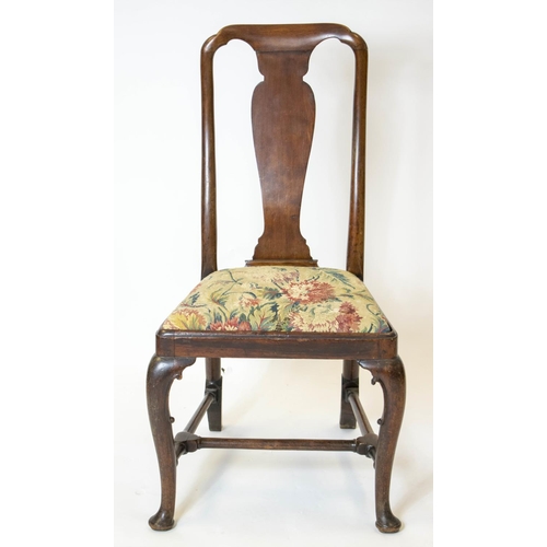 221 - SIDE CHAIR, 102cm H x 54cm W, George II walnut with tapestry drop in seat, includes letter explainin... 