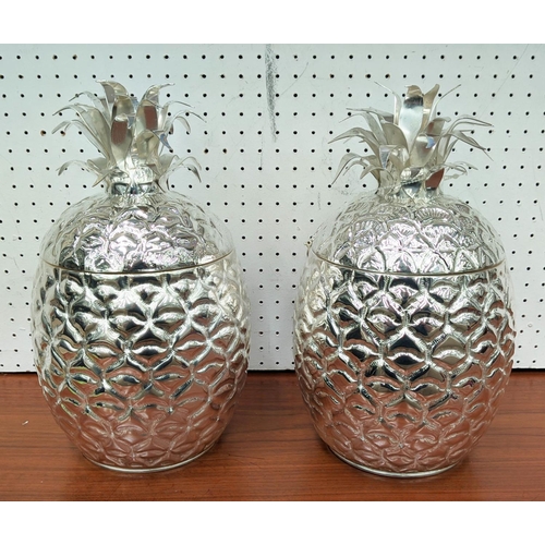 413 - PINEAPPLE ICE BUCKETS, pair, silver plated, 33cm H x 20 diam. (2)