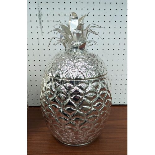 413 - PINEAPPLE ICE BUCKETS, pair, silver plated, 33cm H x 20 diam. (2)