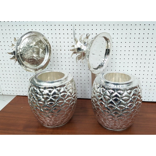 413 - PINEAPPLE ICE BUCKETS, pair, silver plated, 33cm H x 20 diam. (2)