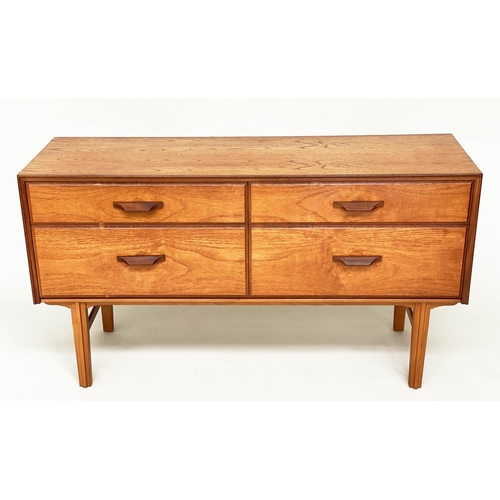 288 - LOW CHEST, 1970s Danish style teak with four drawers.