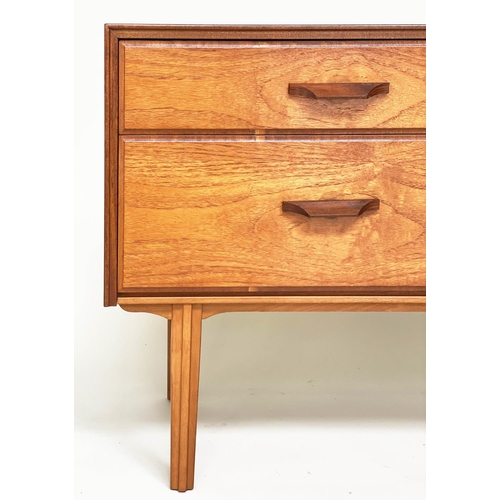 288 - LOW CHEST, 1970s Danish style teak with four drawers.