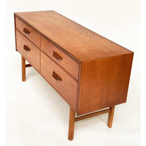 288 - LOW CHEST, 1970s Danish style teak with four drawers.