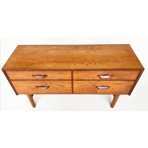 288 - LOW CHEST, 1970s Danish style teak with four drawers.