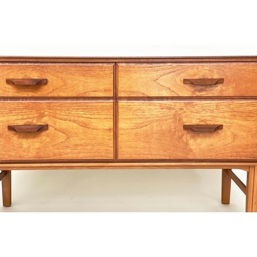 288 - LOW CHEST, 1970s Danish style teak with four drawers.