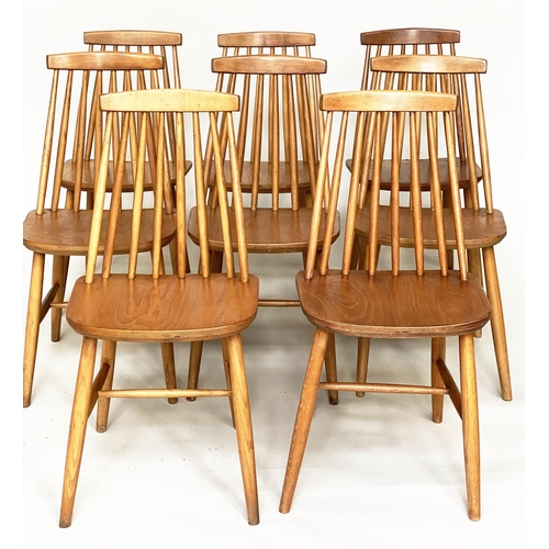 293 - SCANDINAVIAN CHAIRS, a set of eight 1970s beech with tapering rail backs.