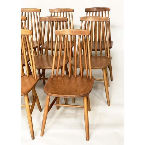 293 - SCANDINAVIAN CHAIRS, a set of eight 1970s beech with tapering rail backs.