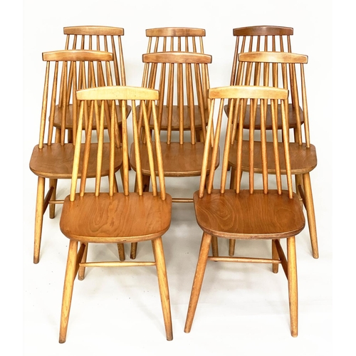 293 - SCANDINAVIAN CHAIRS, a set of eight 1970s beech with tapering rail backs.