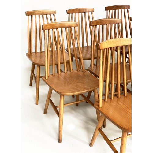 293 - SCANDINAVIAN CHAIRS, a set of eight 1970s beech with tapering rail backs.