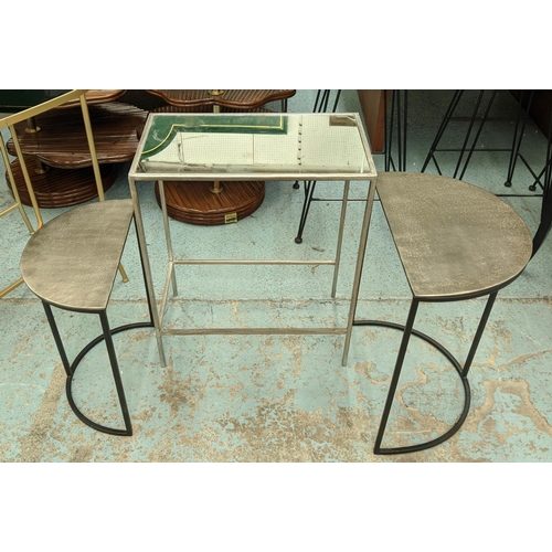 324 - ROBERT LANGFORD, graduated nesting demilune tables, steel, largest 54cm H x 46cm W x 30cm D, plus a ... 