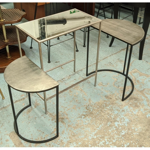 324 - ROBERT LANGFORD, graduated nesting demilune tables, steel, largest 54cm H x 46cm W x 30cm D, plus a ... 