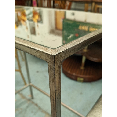 324 - ROBERT LANGFORD, graduated nesting demilune tables, steel, largest 54cm H x 46cm W x 30cm D, plus a ... 