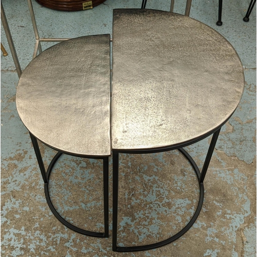 324 - ROBERT LANGFORD, graduated nesting demilune tables, steel, largest 54cm H x 46cm W x 30cm D, plus a ... 