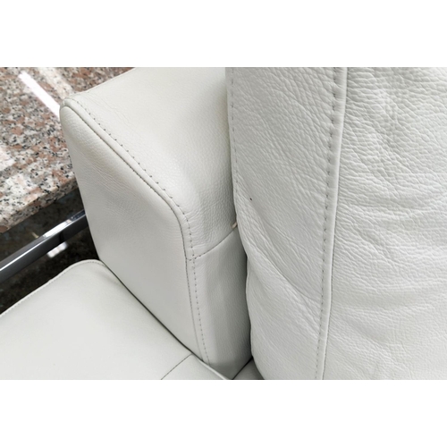 371 - NATUZZI CORNER SOFA, white leather upholstered, 255cm L x 96cm D x 220 W.