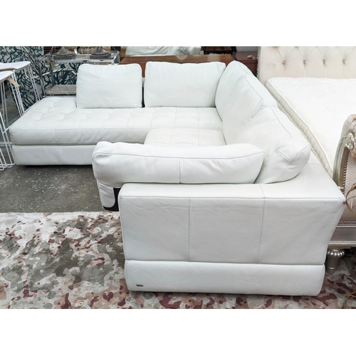 371 - NATUZZI CORNER SOFA, white leather upholstered, 255cm L x 96cm D x 220 W.