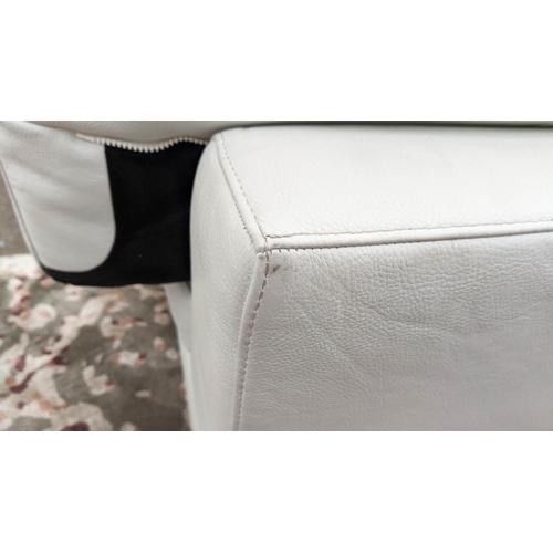 371 - NATUZZI CORNER SOFA, white leather upholstered, 255cm L x 96cm D x 220 W.