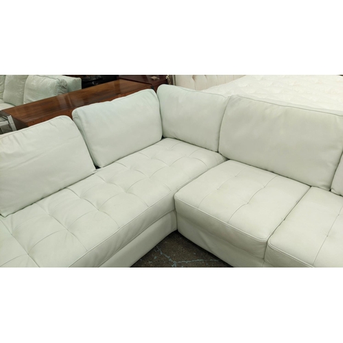 371 - NATUZZI CORNER SOFA, white leather upholstered, 255cm L x 96cm D x 220 W.