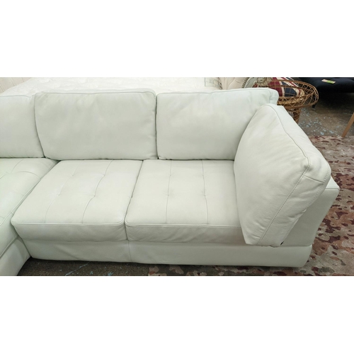 371 - NATUZZI CORNER SOFA, white leather upholstered, 255cm L x 96cm D x 220 W.