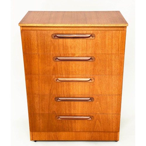 292 - CHEST, 1970s Danish teak with five drawers and plinth.