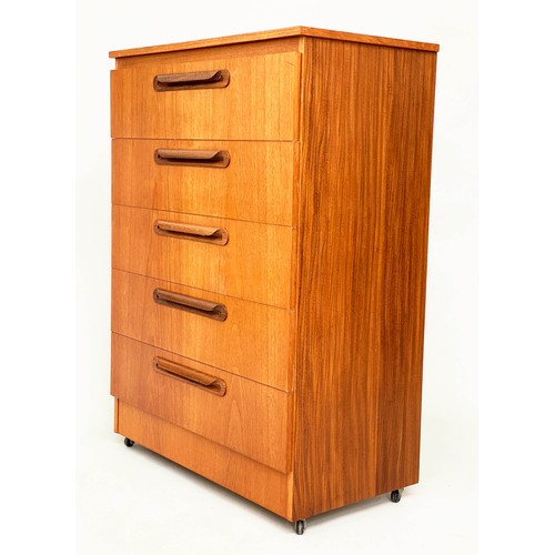 292 - CHEST, 1970s Danish teak with five drawers and plinth.