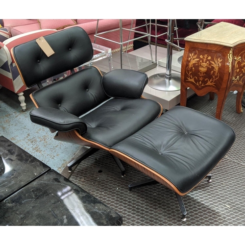 462 - AFTER CHARLES AND RAY EAMES LOUNGE CHAIR AND OTTOMAN, 86cm W.