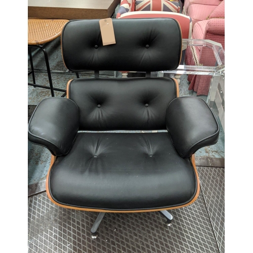 462 - AFTER CHARLES AND RAY EAMES LOUNGE CHAIR AND OTTOMAN, 86cm W.