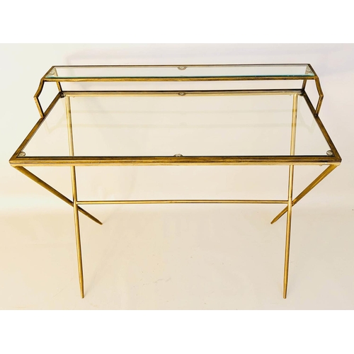 327 - WRITING DESK, 87cm H x 95cm W x 42cm D, 1960s French style, glass and gilt metal.