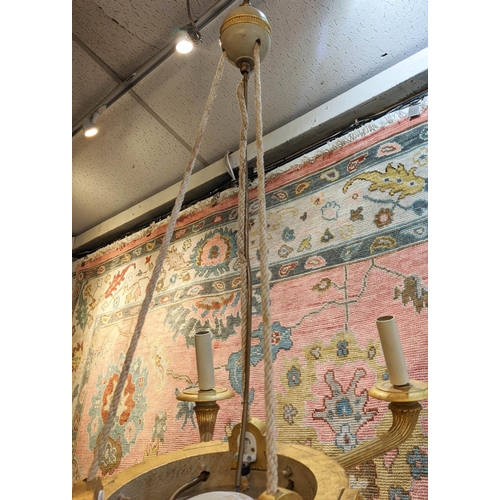 250 - VAUGHAN HANGING LIGHT, approx 100cm H French style six branch giltwood.