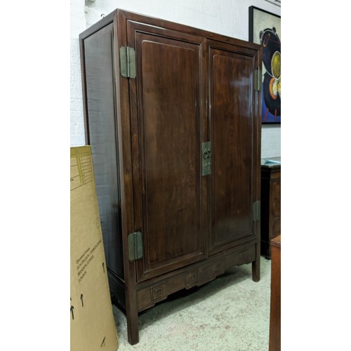 243 - MARRIAGE CABINET, 125cm W x 197H x 56cm D, late 19th/early 20th century Chinese rosewood with two do... 