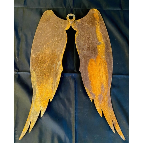 290 - WALL HANGING ANGEL WINGS, three, 38cm x 63cm, metal with oxidised finish. (3)