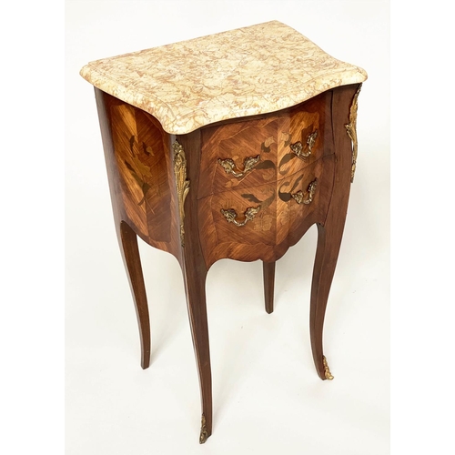 128 - TABLES DE NUIT, a pair, French Louis XV style Kingwood, marquetry inlaid and gilt metal mounted each... 