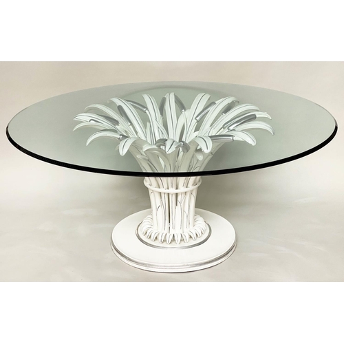 188 - DINING TABLE, contemporary Italian, circular bevelled edge on foliate outswept support, 160cm W x 74... 