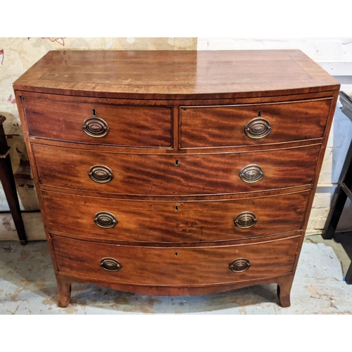 121 - BOWFRONT CHEST, 107cm W x 107cm H x 54cm D, George III mahogany with five drawers.