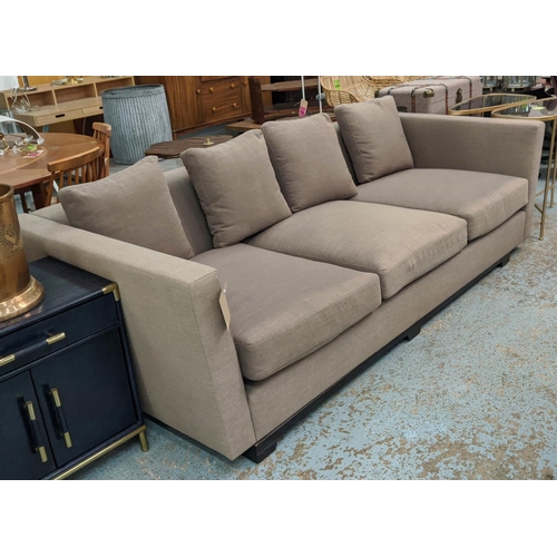 257 - SOFA AND CHAIR COMPANY SOFA, 203cm L x 62cm H x 106cm D, brown fabric upholstered.