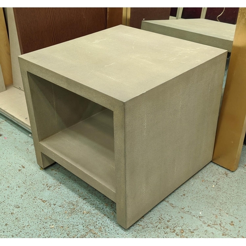 267 - SIDE TABLE, square, 60cm W x 60cm D x 55cm H, faux shagreen.