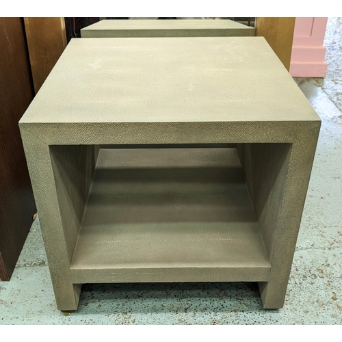 267 - SIDE TABLE, square, 60cm W x 60cm D x 55cm H, faux shagreen.