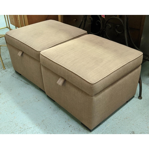 271 - SOFA AND CHAIR COMPANY OTTOMANS, each 53cm W x 53cm D x 45cm H, a pair, with rising lids and storage... 