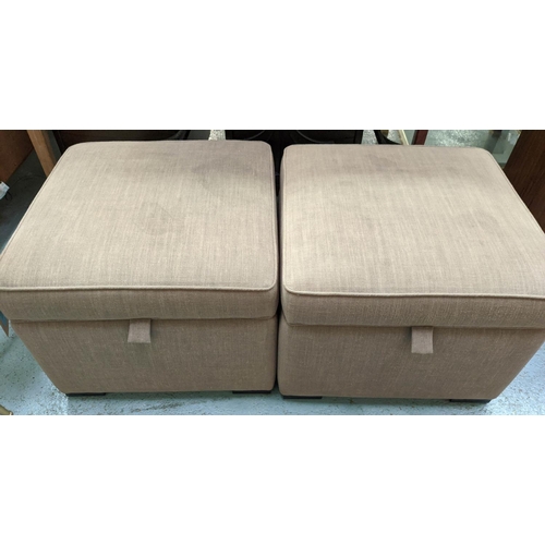 271 - SOFA AND CHAIR COMPANY OTTOMANS, each 53cm W x 53cm D x 45cm H, a pair, with rising lids and storage... 