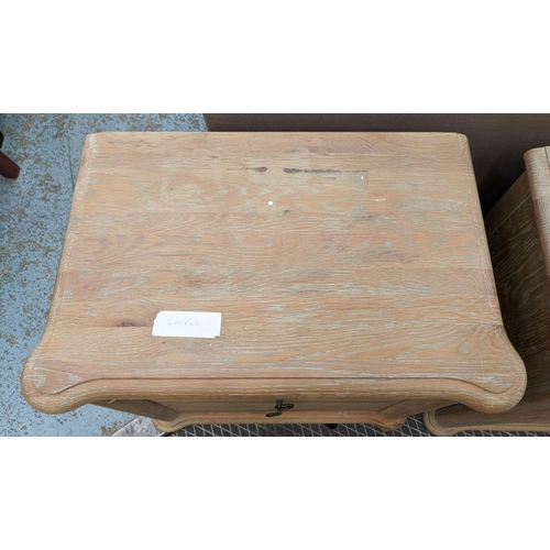 312 - LOAF SIDE CHESTS, a pair, each with three drawers, 67cm x 44cm x 66cm. (2)