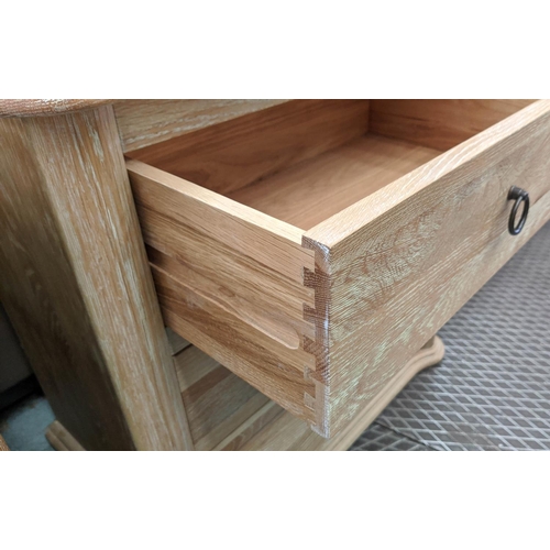 312 - LOAF SIDE CHESTS, a pair, each with three drawers, 67cm x 44cm x 66cm. (2)